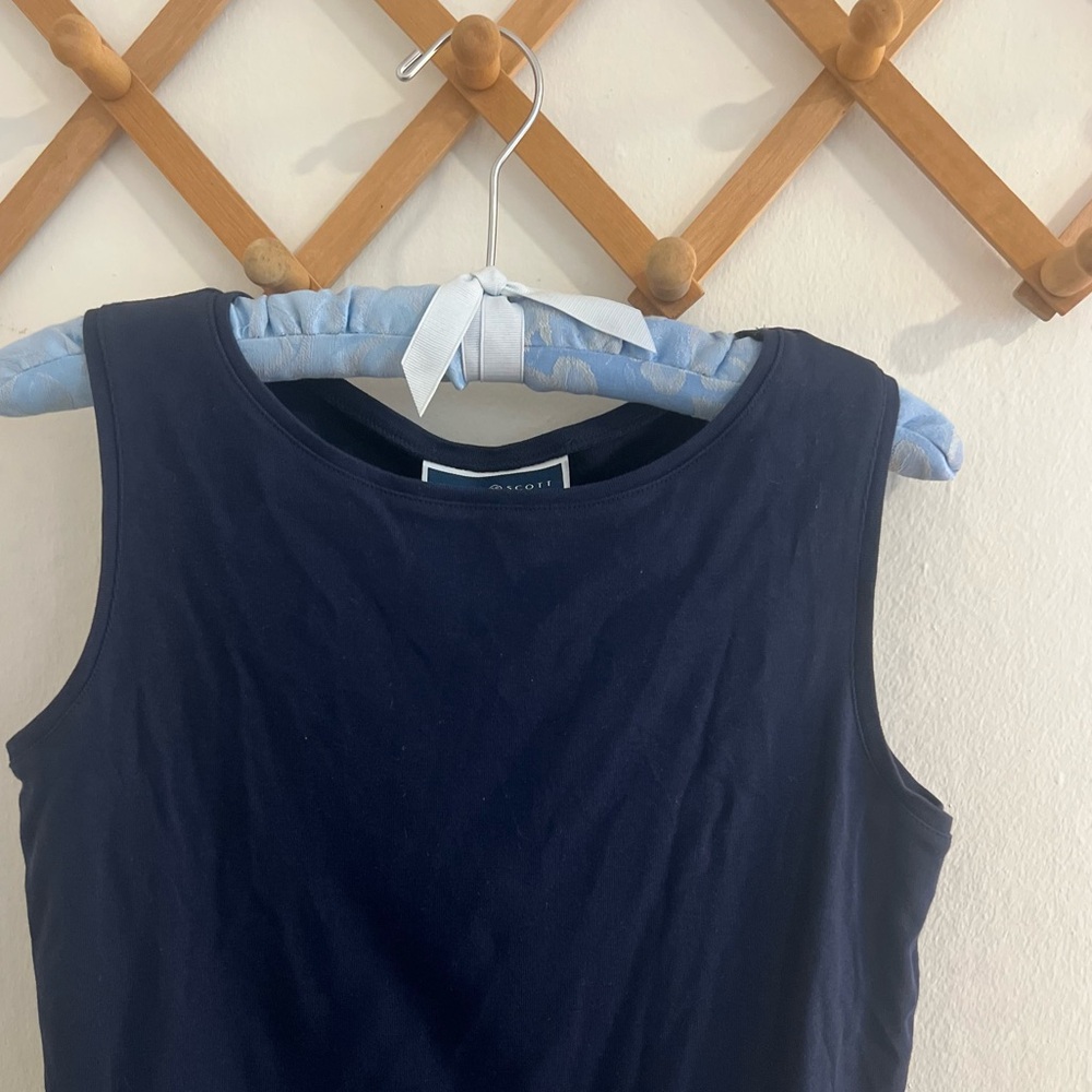 Karen Scott Navy Blue Boatneck Sleeveless Tank
